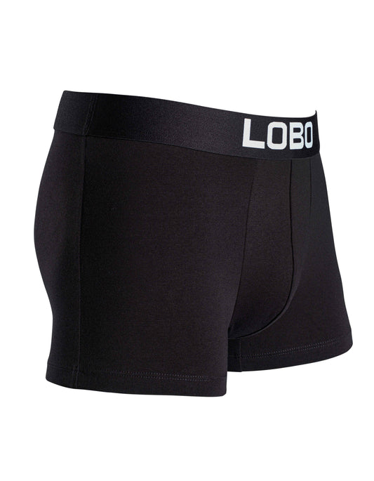 Detailansicht der LOBO Herren Boxershorts aus dem 3er-Pack – elastischer Bund mit Logo, perfekte Passform und atmungsaktives Material.