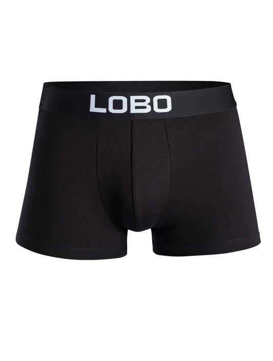 LOBO Herren Boxershorts im 3er-Pack mit weißem Logo auf elastischem Bund. Hergestellt aus hochwertiger Premium-Baumwolle für maximalen Komfort.
