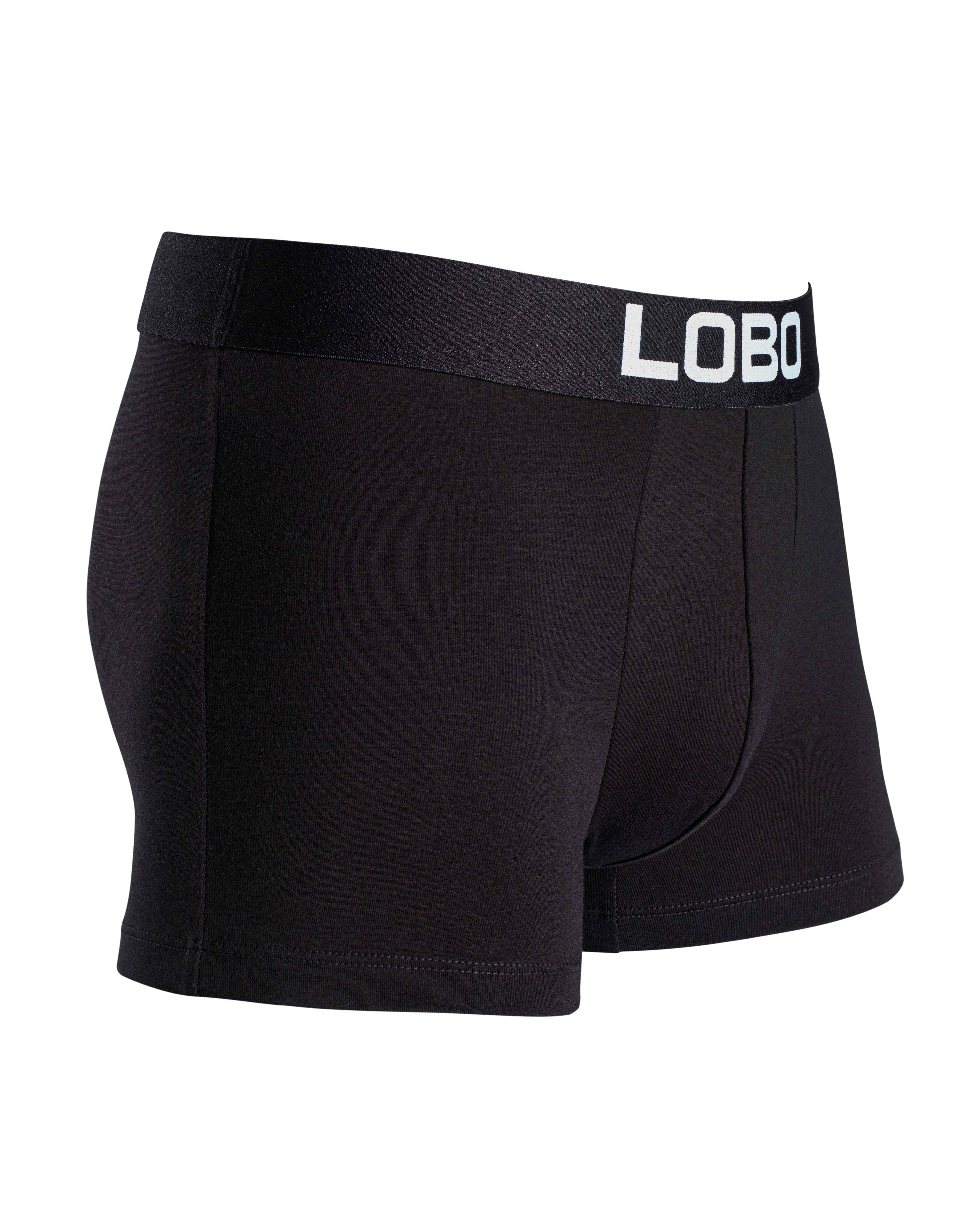 Detailansicht der LOBO Herren Boxershorts aus dem 3er-Pack – elastischer Bund mit Logo, perfekte Passform und atmungsaktives Material.