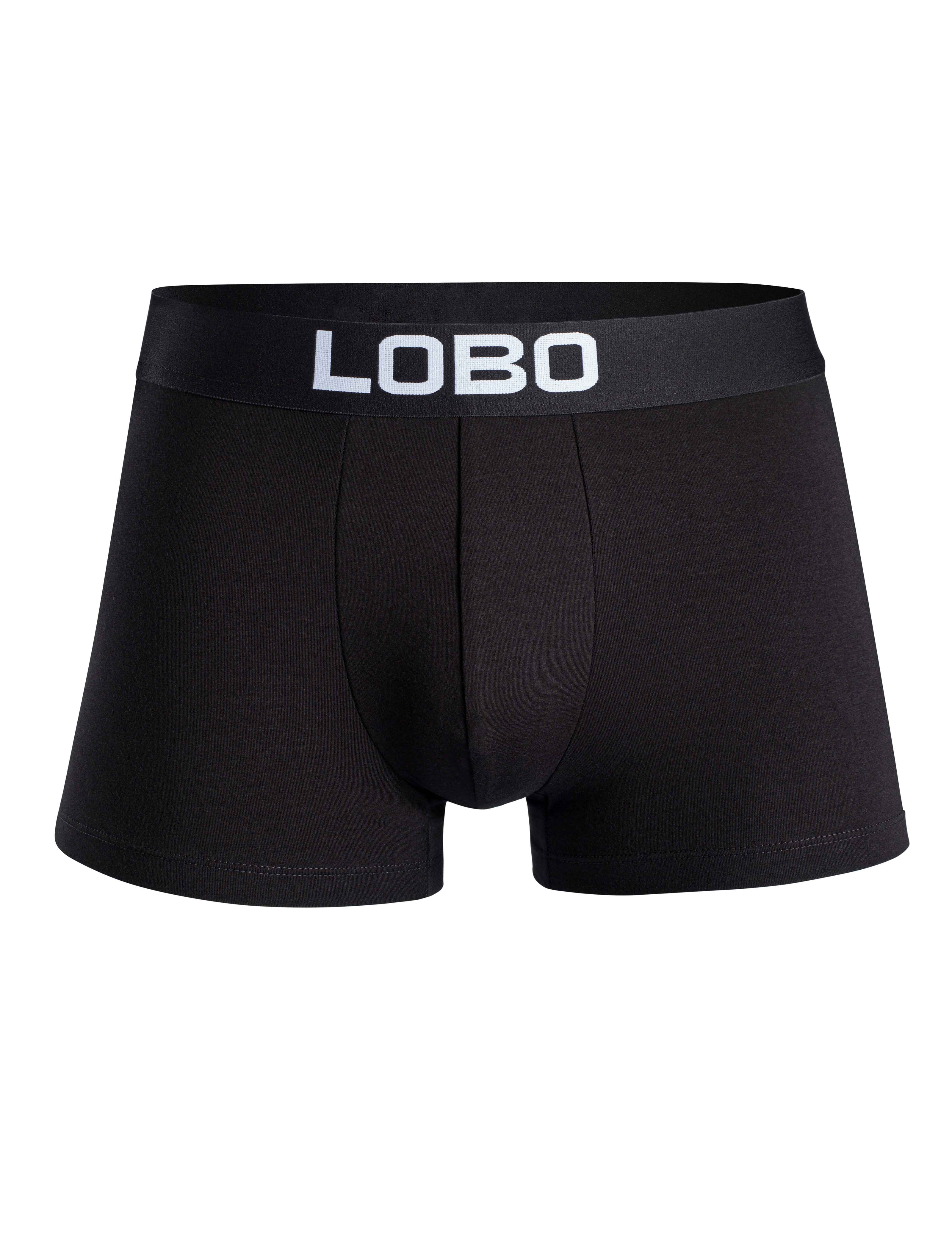 LOBO Herren Boxershorts im 3er-Pack mit weißem Logo auf elastischem Bund. Hergestellt aus hochwertiger Premium-Baumwolle für maximalen Komfort.